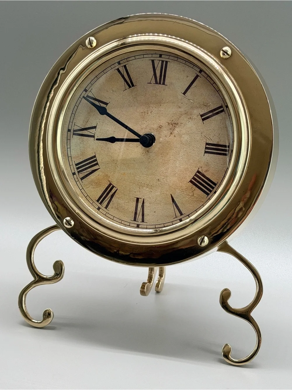 VTG Brass Porthole Desk Clock Maritime Nautical Ship Marine Table Clock Takane